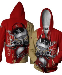 Jack skellington and zero san francisco 49ers 3d zip hoodie