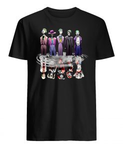 Joker all versions and harley quinn water reflection mens shirt