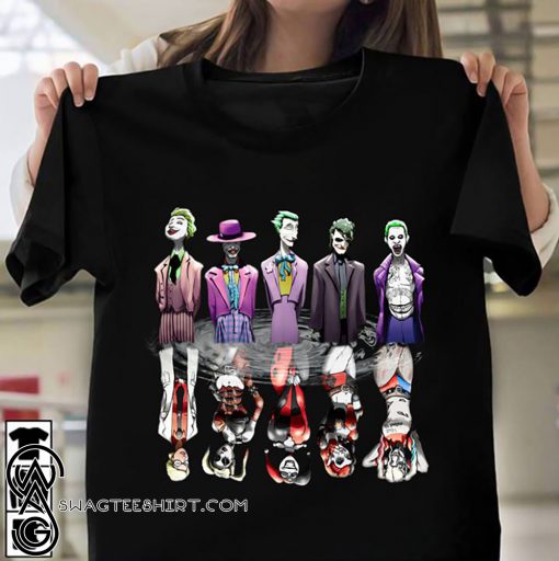 Joker all versions and harley quinn water reflection shirt