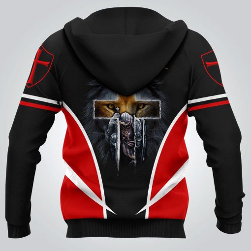 Knights templar 3d full printing hoodie - back