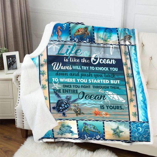 Life is like the ocean waves turtle blanket 2
