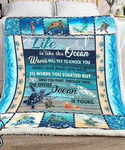 Life is like the ocean waves turtle blanket