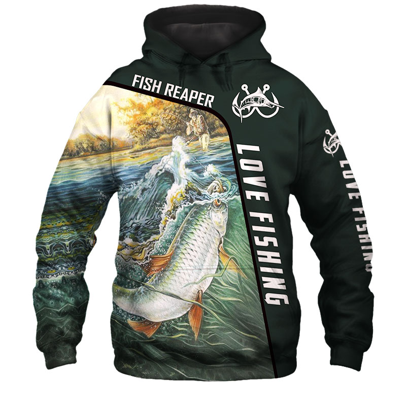 Love fishing fish reaper all over print hoodie - original