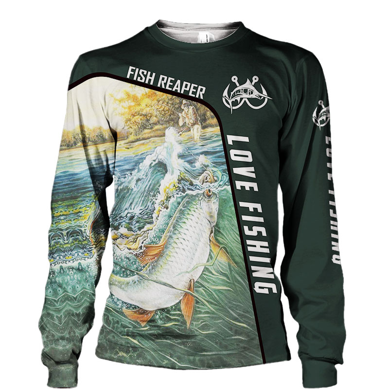 Love fishing fish reaper all over print sweatshirt