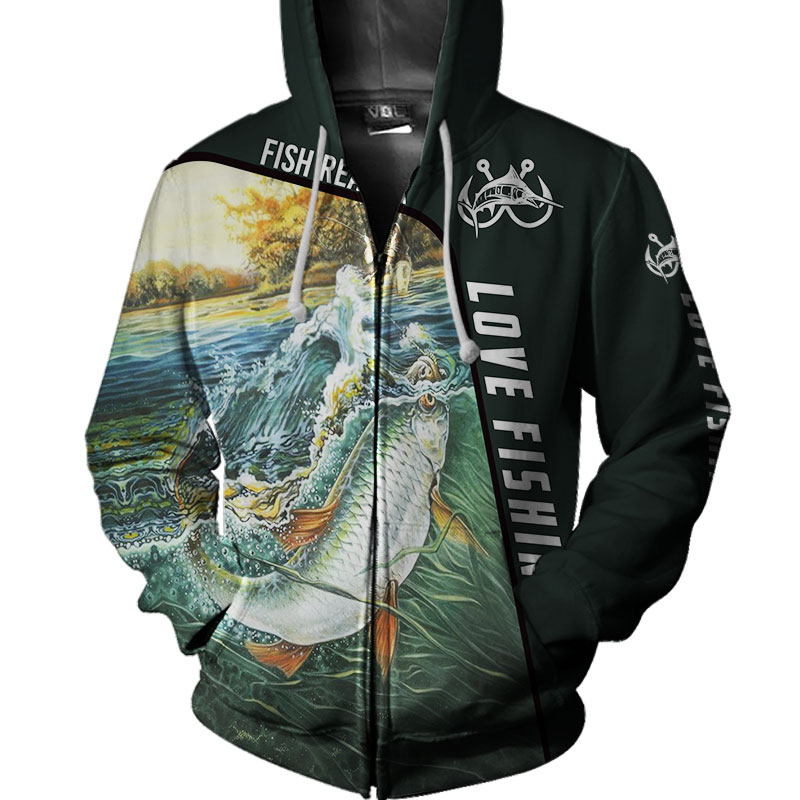 Love fishing fish reaper all over print zip hoodie