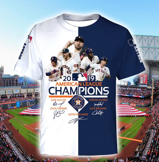 MLB houston astros 2019 american league championship full printing tshirt