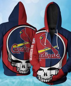 MLB st louis cardinals skull 3d zip hoodie