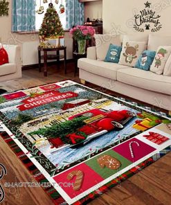 Merry christmas red truck christmas living room rug