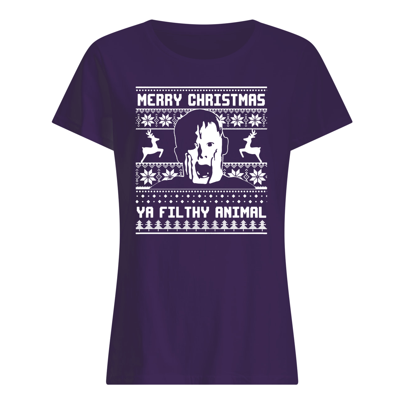 Merry christmas ya filthy animal home alone womens shirt