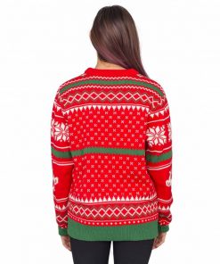 Merry christmas ya filthy animal snowflake and reindeer ugly christmas sweater - back