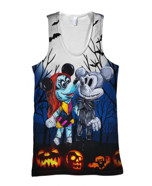 Mickey and minnie mouse as jack and sally halloween 3d tank top