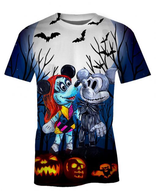 Mickey and minnie mouse as jack and sally halloween 3d tshirt