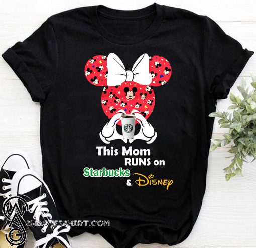 Mickey and minnie mouse this mom runs on starbucks and disney shirt