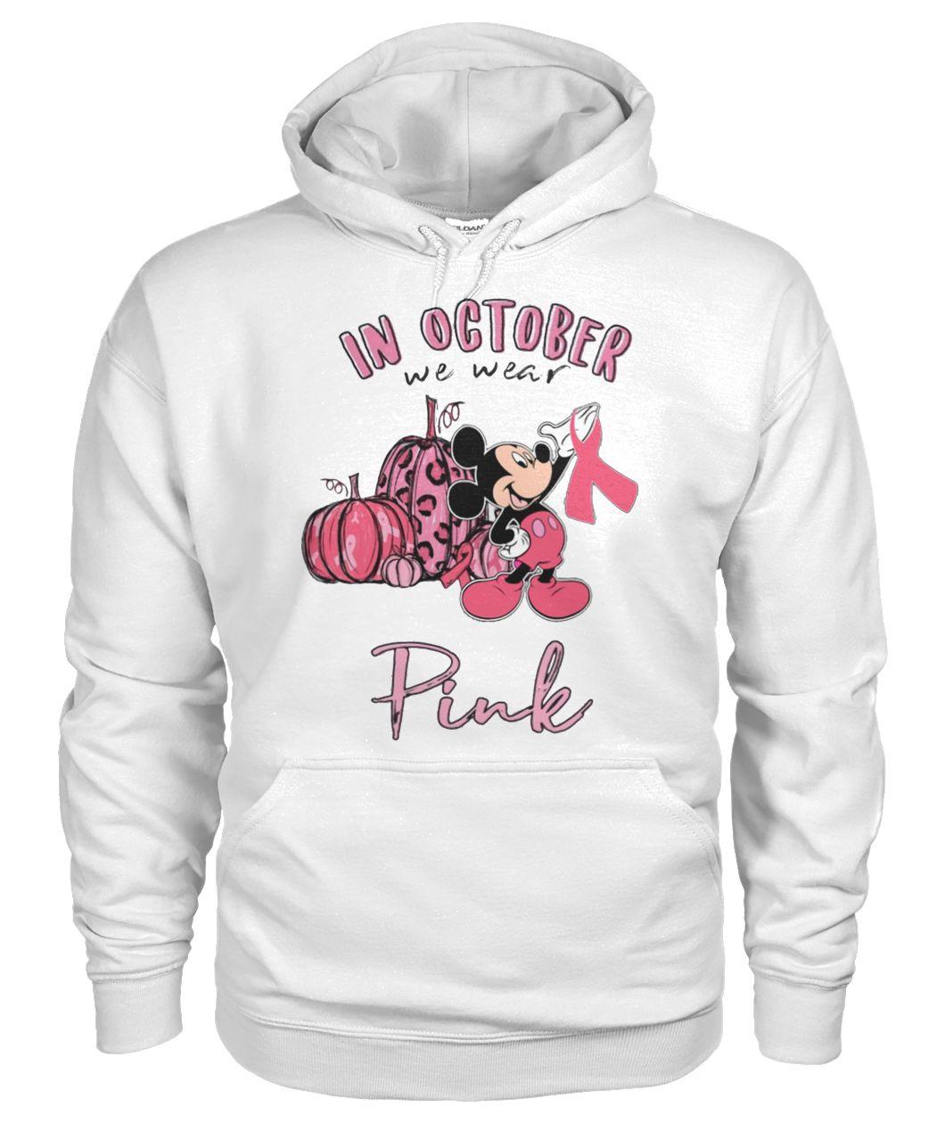 Mickey mouse in october we wear pink breast cancer awareness hoodie