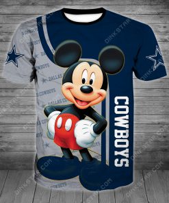 Mickey mouse with dallas cowboys all over print tshirt