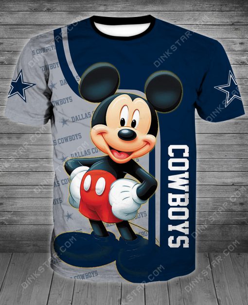 Mickey mouse with dallas cowboys all over print tshirt