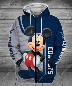 Mickey mouse with dallas cowboys all over print zip hoodie