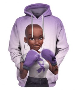 Multi-color melanin warrior fight like a girl cancer awareness 3d hoodie - purple