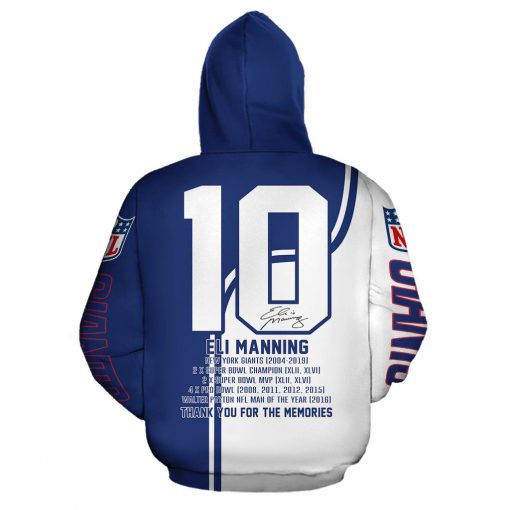 NFL eli manning new york giants 3d zip hoodie
