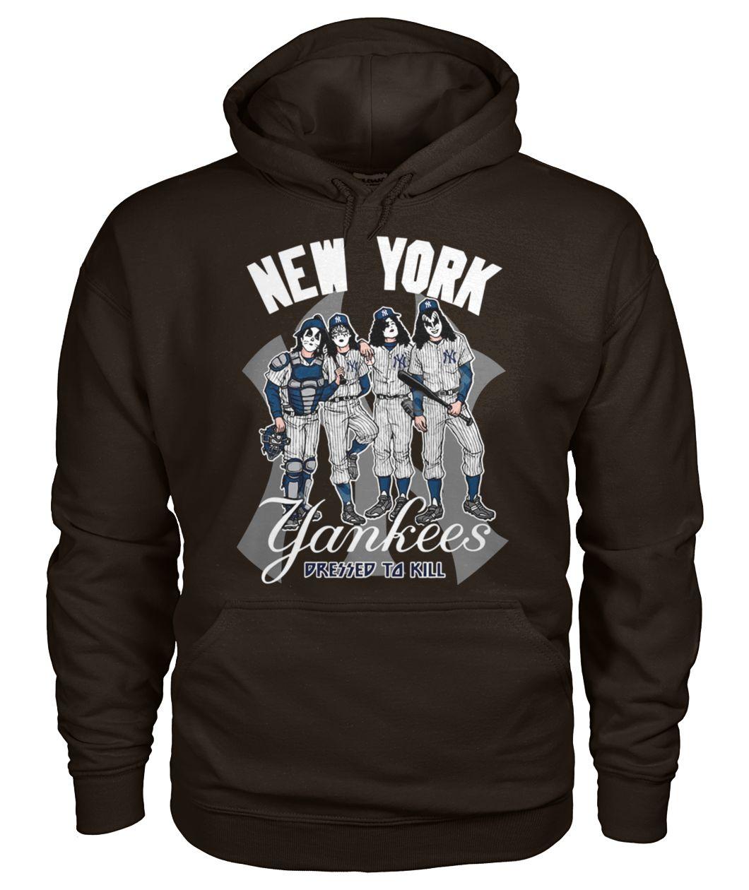 New york yankees dressed to kill kiss rock band hoodie
