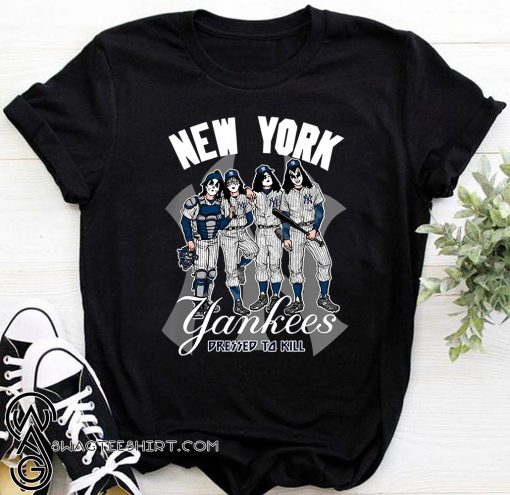 New york yankees dressed to kill kiss rock band shirt