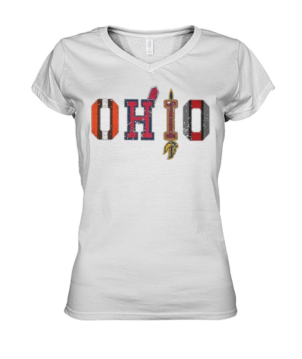 Ohio teams cleveland browns indians cavaliers ohio state women's v-neck