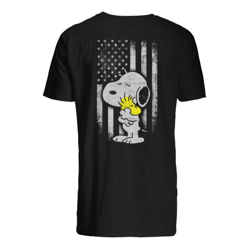 Peanuts snoopy and woodstock american flag mens shirt