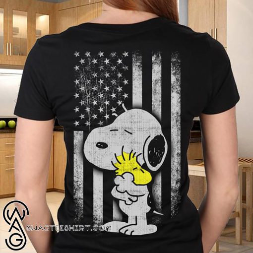 Peanuts snoopy and woodstock american flag shirt