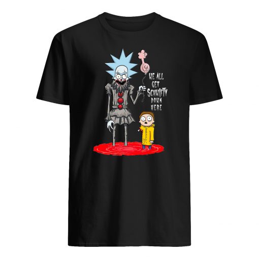 Pennywise it rick and morty we all get schwifty down here mens shirt