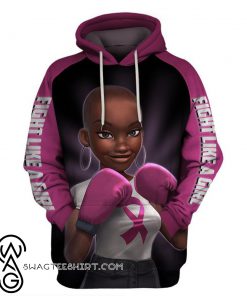 Pink warrior breast cancer awareness 3d hoodie