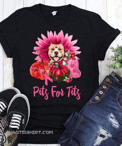 Pitbull pits for tits gerbera pumpkin breast cancer awareness shirt