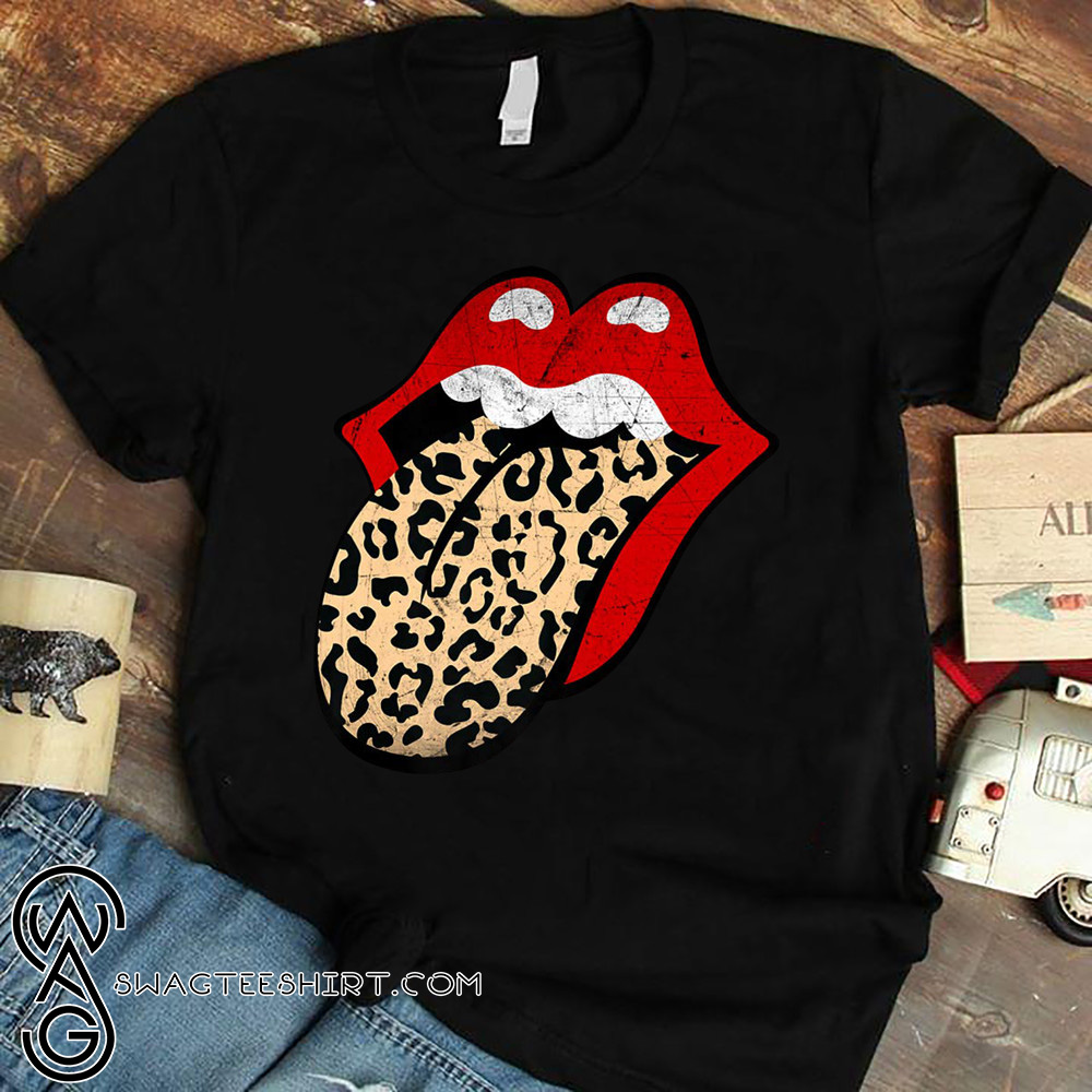 lips with leopard tongue shirt