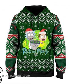 Rick and morty ugly christmas all over print hoodie