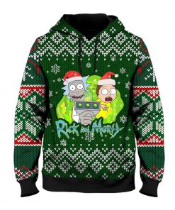Rick and morty ugly christmas all over print hoodie - maria