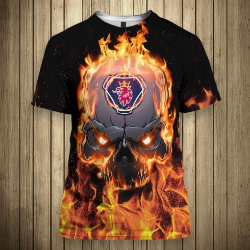 Scania ab skull fire 3d t-shirt