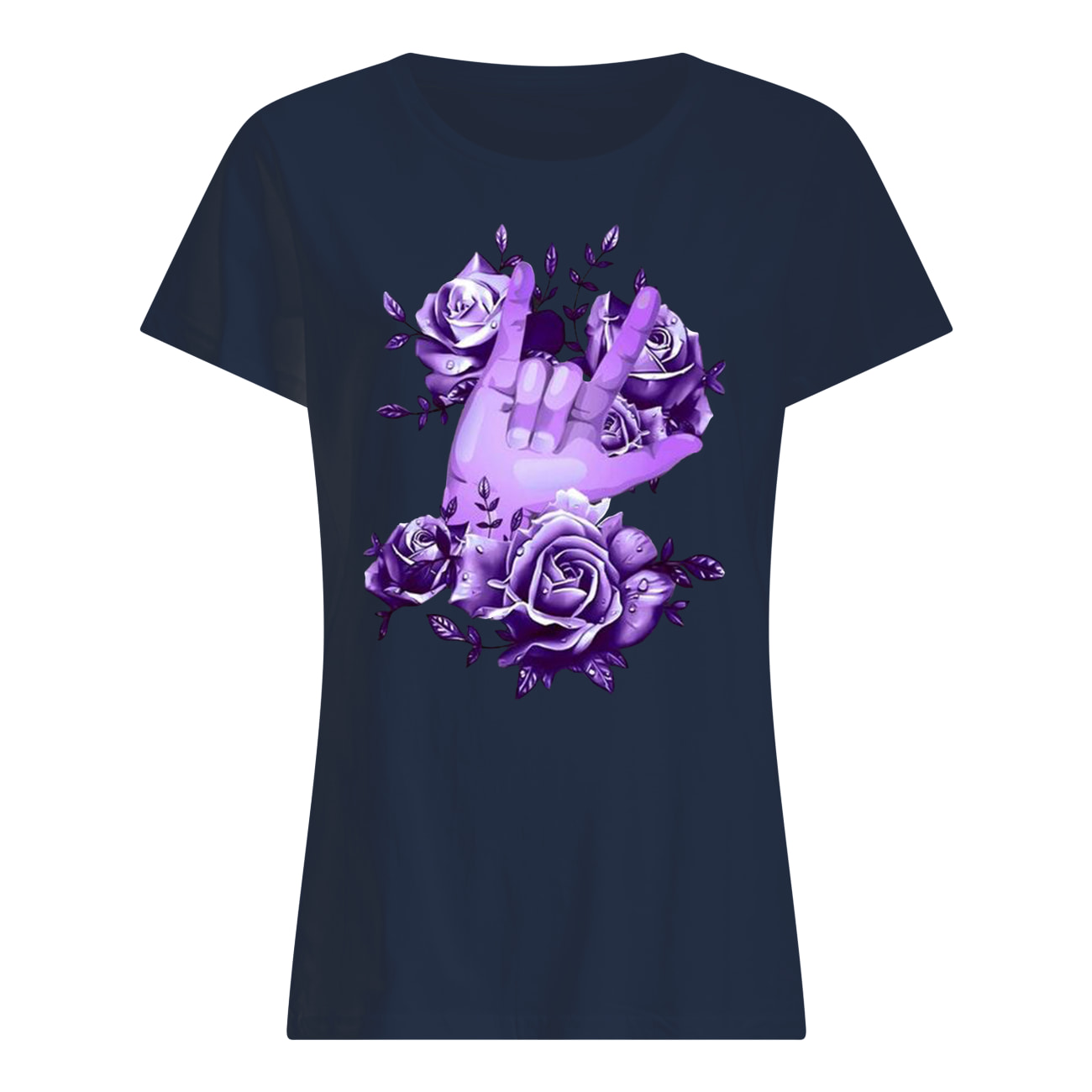 Sign language rose purple womens shirt