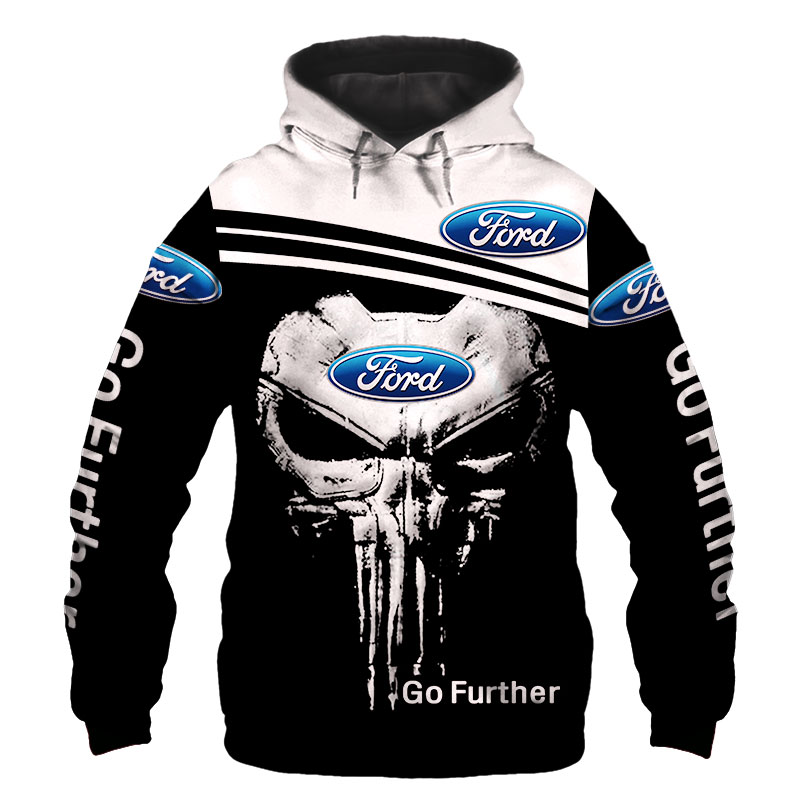 Skull ford car go further all over print hoodie - original