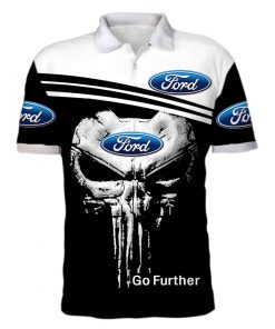 Skull ford car go further all over print polo