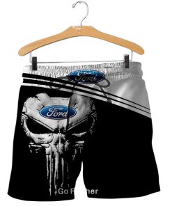 Skull ford car go further all over print shorts