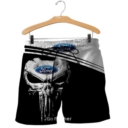 Skull ford car go further all over print shorts