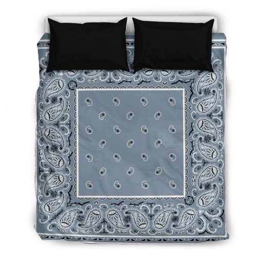 Slate blue bandana duvet cover bedding set - california king