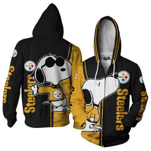Snoopy pittsburgh steelers 3d zip hoodie