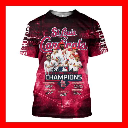 St louis cardinals 2019 nl central division champions 3d t-shirt