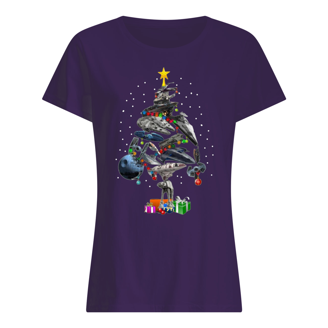 Star wars ships christmas tree womens shirt