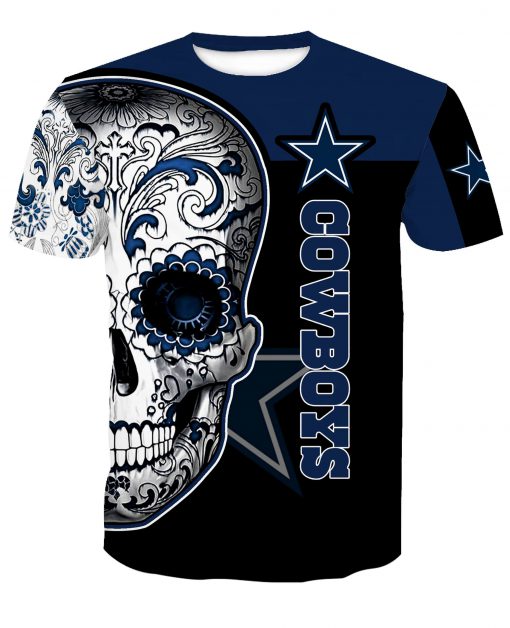 Sugar skull dallas cowboys all over print tshirt