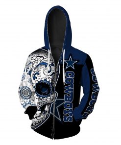 Sugar skull dallas cowboys all over print zip hoodie