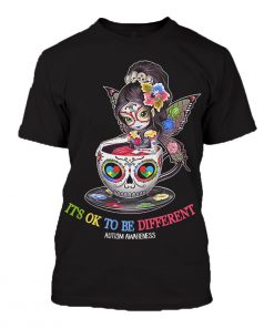 Sugar skull fairy it's ok to be different autism awareness 3d tshirt