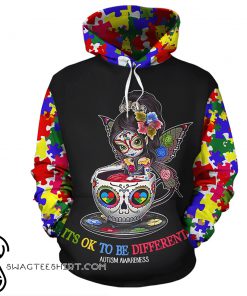 Sugar skull it's ok to be different autism awareness 3d shirt