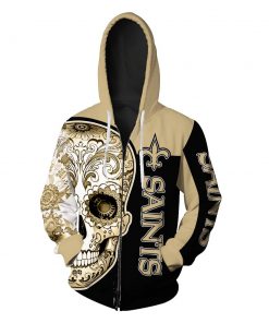 Sugar skull new orleans saints all over print zip hoodie
