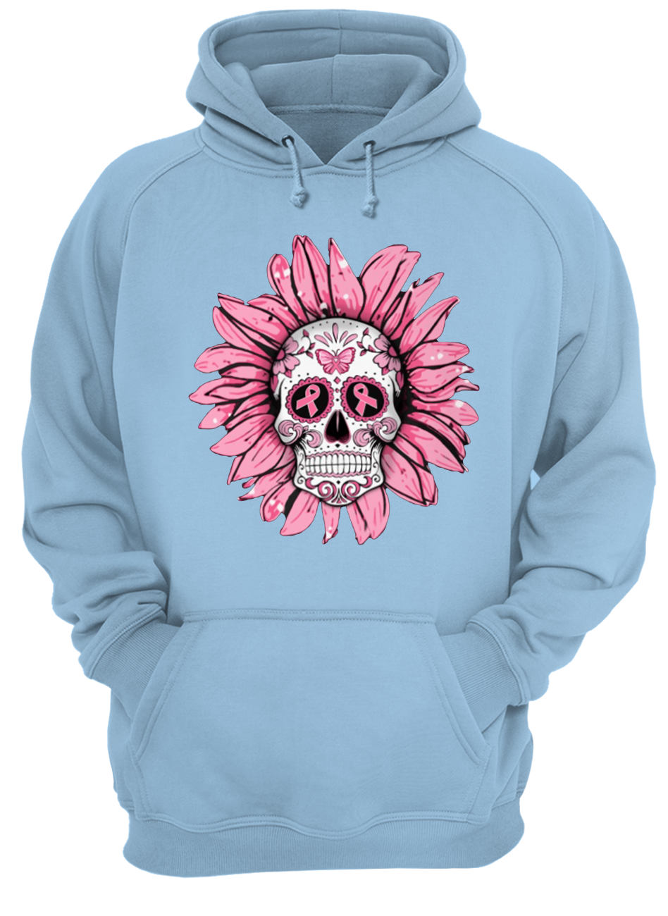 Sunflower sugar skull breast cancer awareness hoodie